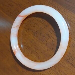 Solid Lace Agate Chalcedony Bangle Bracelet Coral Red Orange